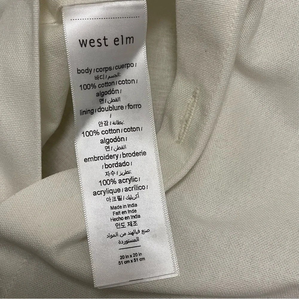 West Elm Crewel Steps Embroidered Pillow Cover 20″ × 20″ NWT